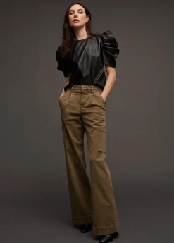 KIRA VEGAN LEATHER PUFF SLEEVE TOP